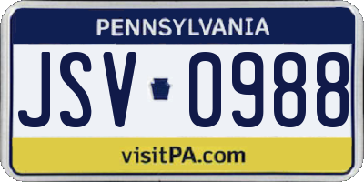 PA license plate JSV0988