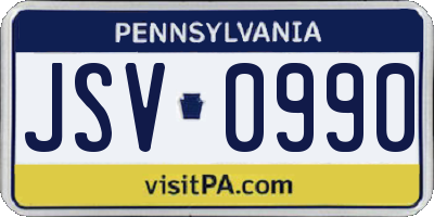 PA license plate JSV0990