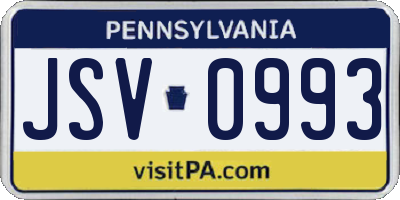 PA license plate JSV0993