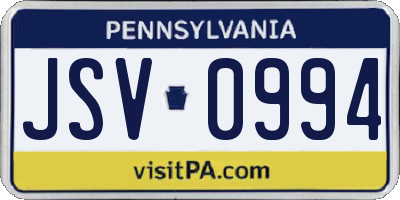 PA license plate JSV0994