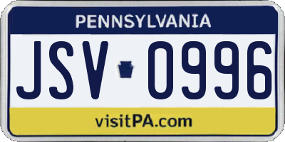 PA license plate JSV0996