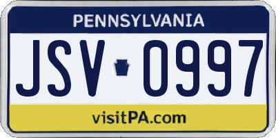 PA license plate JSV0997