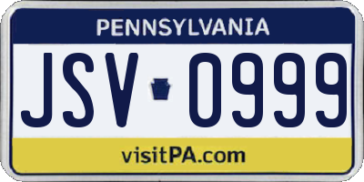 PA license plate JSV0999