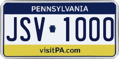 PA license plate JSV1000