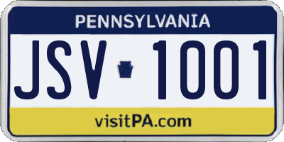 PA license plate JSV1001