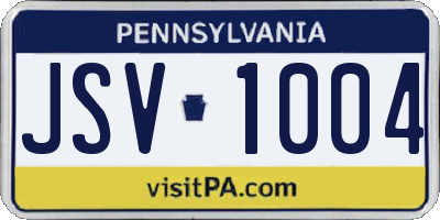 PA license plate JSV1004