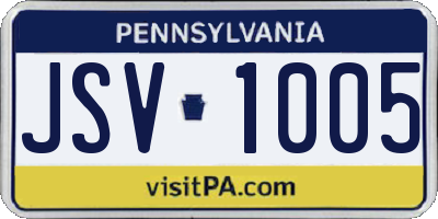 PA license plate JSV1005