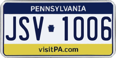 PA license plate JSV1006
