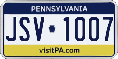 PA license plate JSV1007