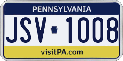 PA license plate JSV1008