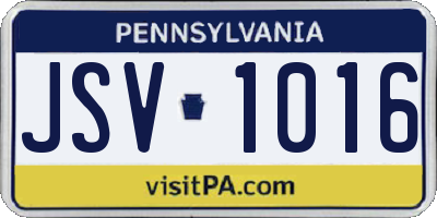 PA license plate JSV1016