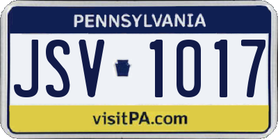 PA license plate JSV1017