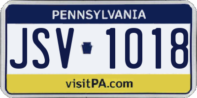 PA license plate JSV1018