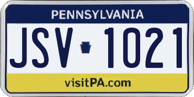 PA license plate JSV1021