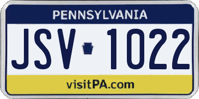 PA license plate JSV1022