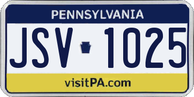 PA license plate JSV1025