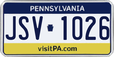 PA license plate JSV1026