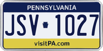PA license plate JSV1027