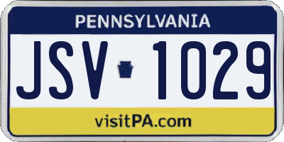 PA license plate JSV1029