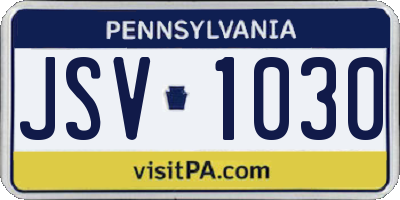 PA license plate JSV1030