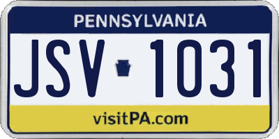 PA license plate JSV1031