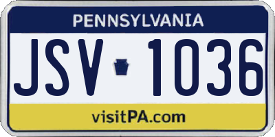 PA license plate JSV1036