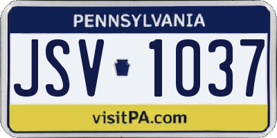 PA license plate JSV1037