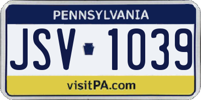 PA license plate JSV1039