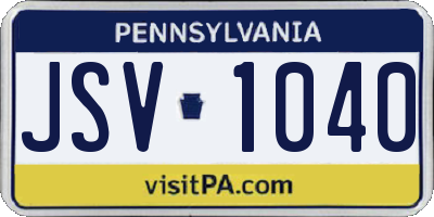 PA license plate JSV1040