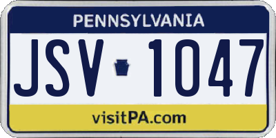 PA license plate JSV1047