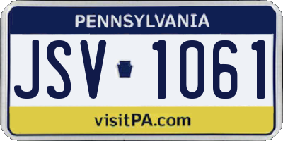 PA license plate JSV1061