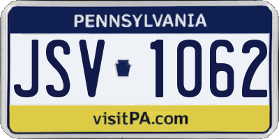 PA license plate JSV1062