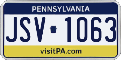 PA license plate JSV1063
