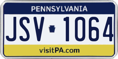 PA license plate JSV1064
