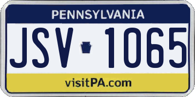 PA license plate JSV1065
