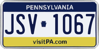 PA license plate JSV1067