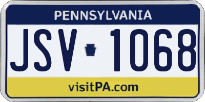 PA license plate JSV1068