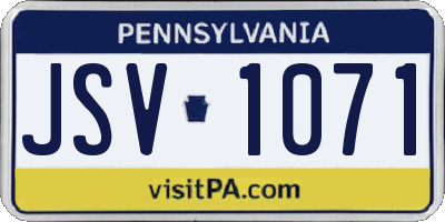 PA license plate JSV1071