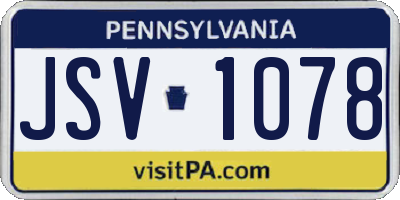 PA license plate JSV1078