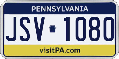 PA license plate JSV1080