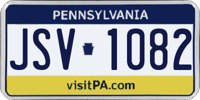 PA license plate JSV1082