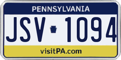 PA license plate JSV1094