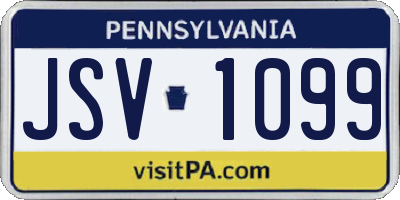 PA license plate JSV1099