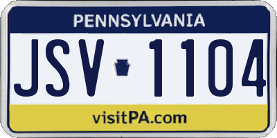 PA license plate JSV1104