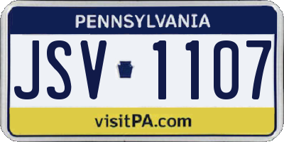 PA license plate JSV1107