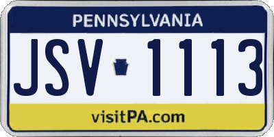 PA license plate JSV1113