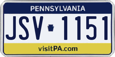 PA license plate JSV1151