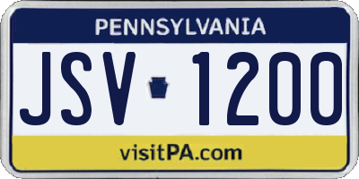 PA license plate JSV1200