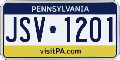 PA license plate JSV1201