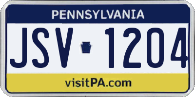 PA license plate JSV1204